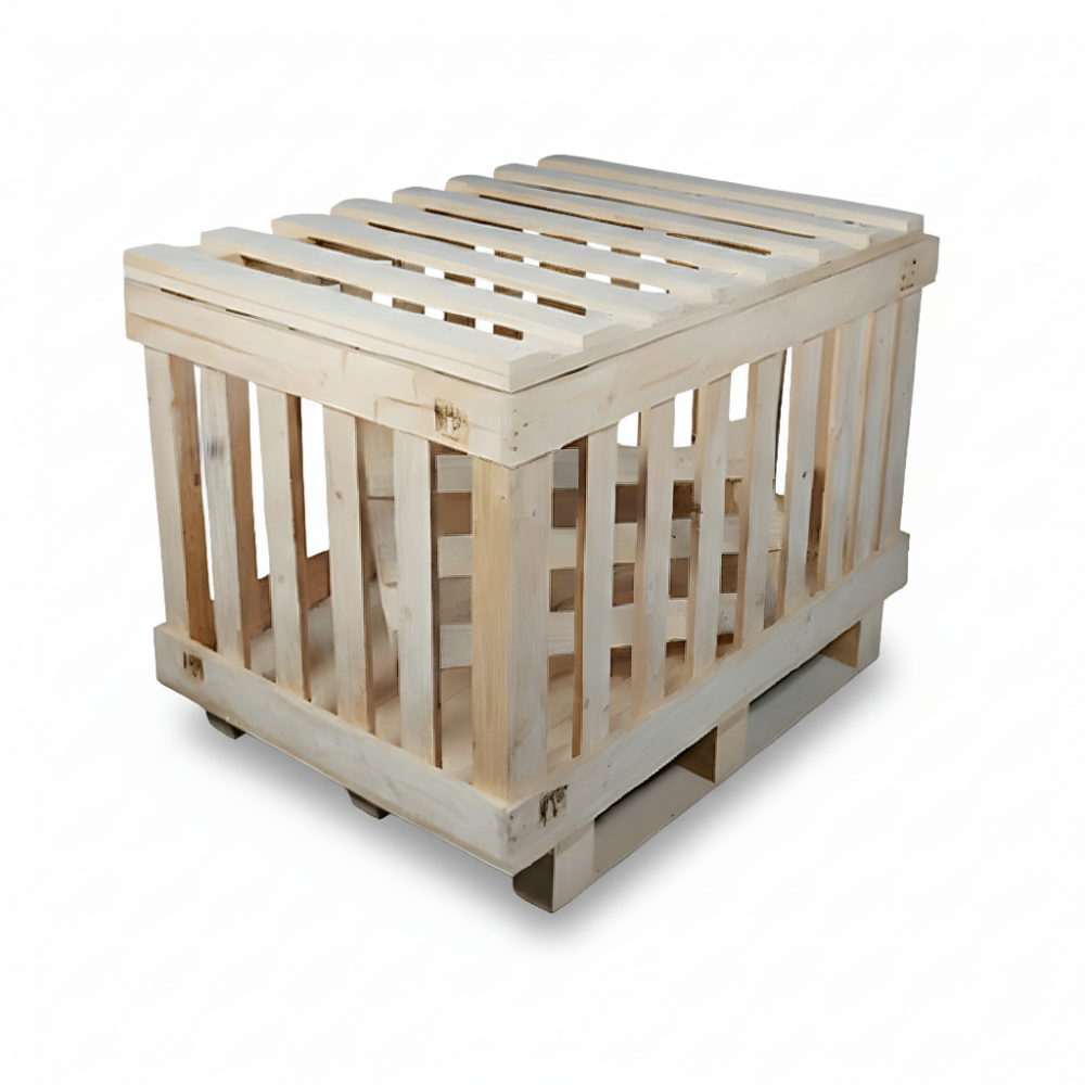 Ahşap Kafes Sandık Yan Görünüm